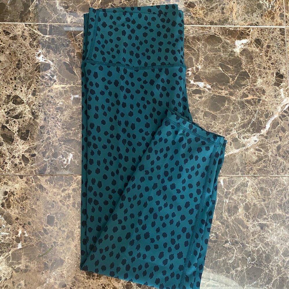 New Aerie Green Polka Dot Workout Leggings Size XL